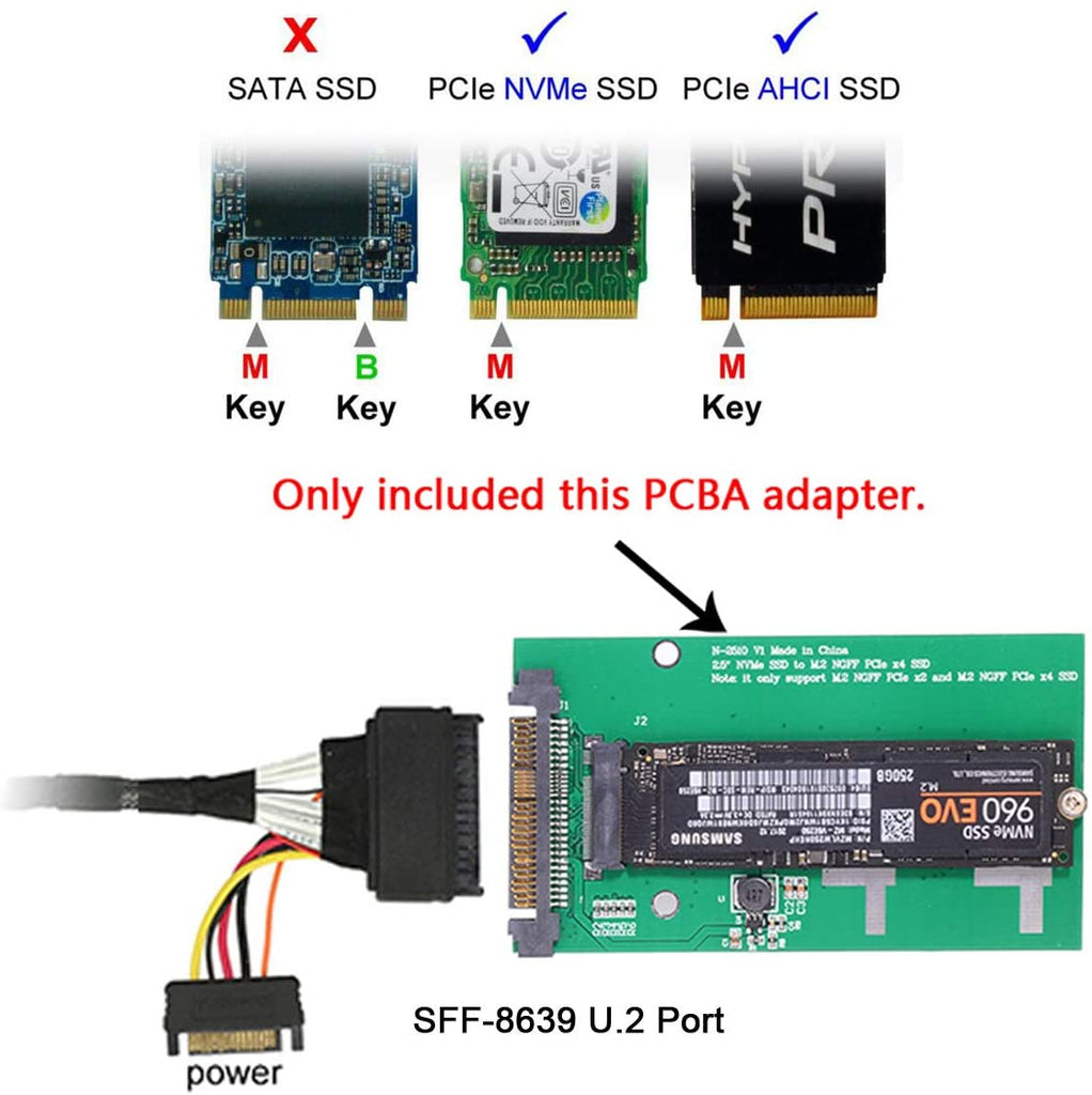 Adapter, M.2 to U.2 - M.2 PCIe NVMe SSDs - Drive Adapters and
